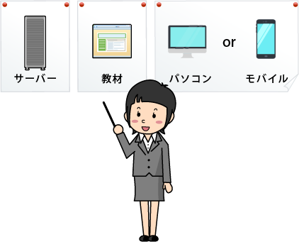 サーバーと教材、パソコンがあればeラーニングできます
